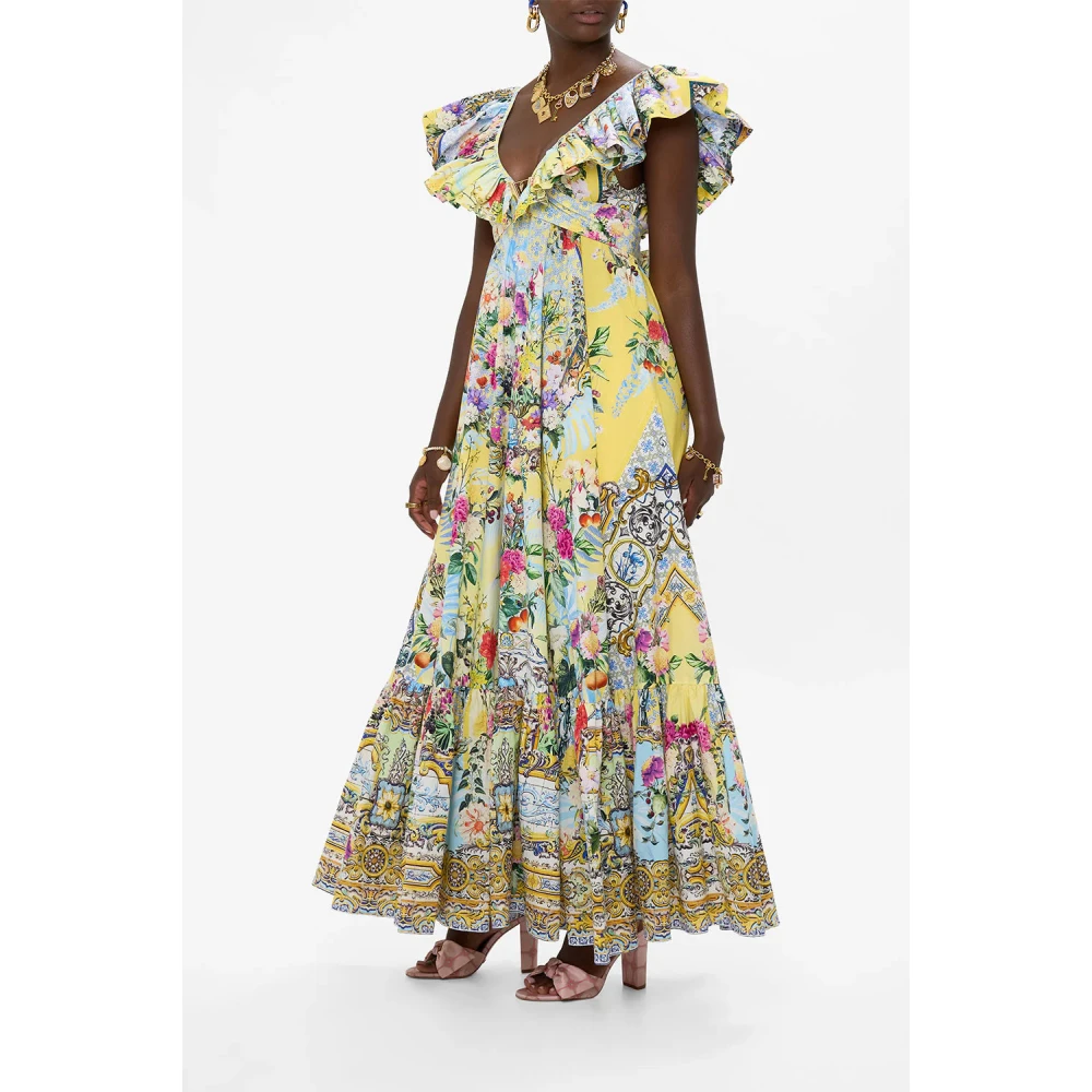 Camilla Frill Neck Jurk met Hardware Flor Fantástica Multicolor Dames