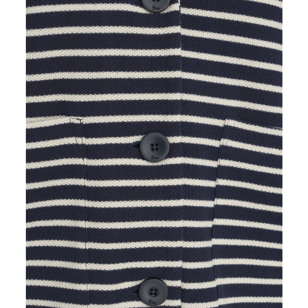 8pm Blauwe Gestreepte Gebreide Blouse Blue Dames