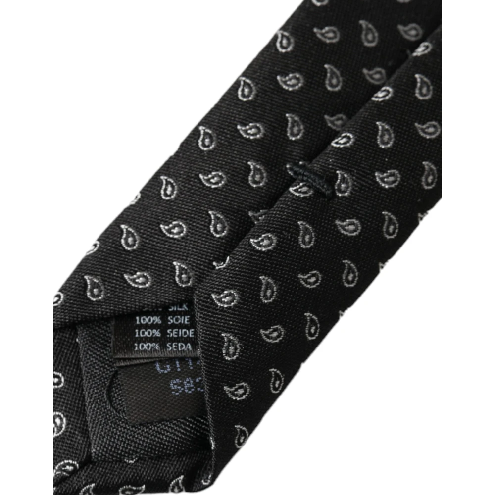 Dolce & Gabbana Zwarte Jacquard Zijden Stropdas voor Mannen Black Heren