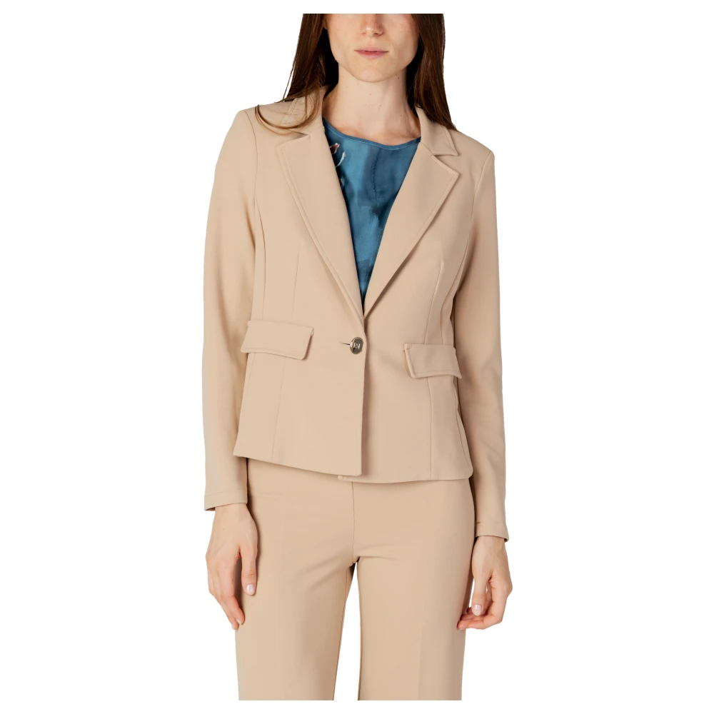 RINASCIMENTO Beige Reverskraag Blazer Herfst Winter Beige Dames