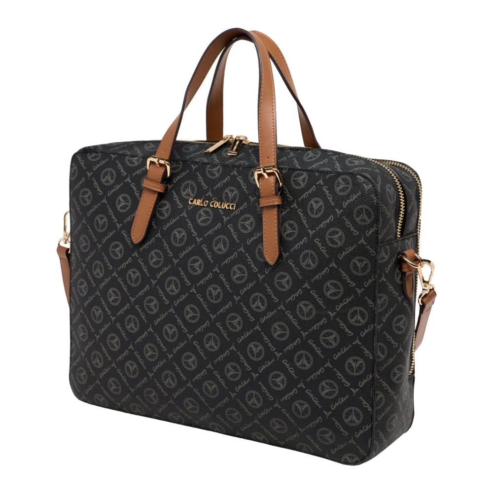carlo colucci Professionele Zakelijke Tas met Logoprint Black Heren