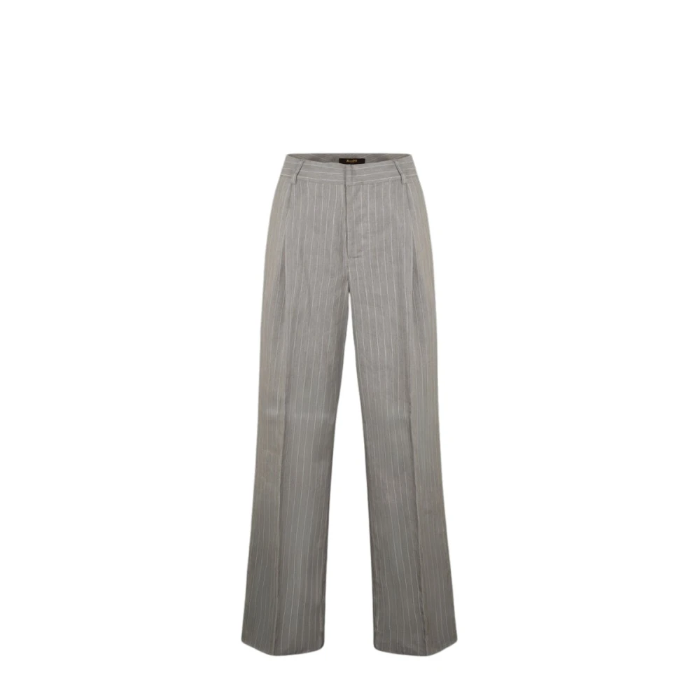 Moorer Women's Gray Wide Trousers, M, Ofilia Trousers