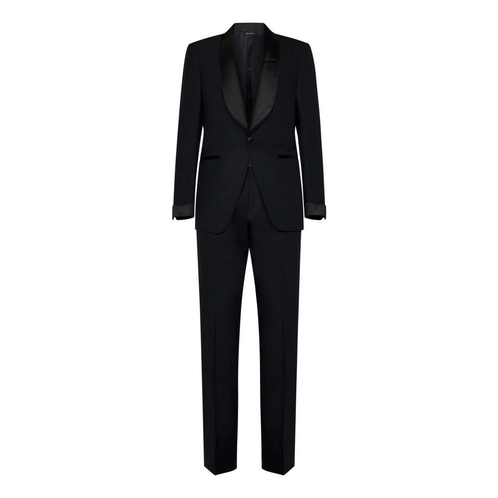 Tom Ford Men's Blue Single Breasted Suits, M, Silk Satin Blazer And Trousers
