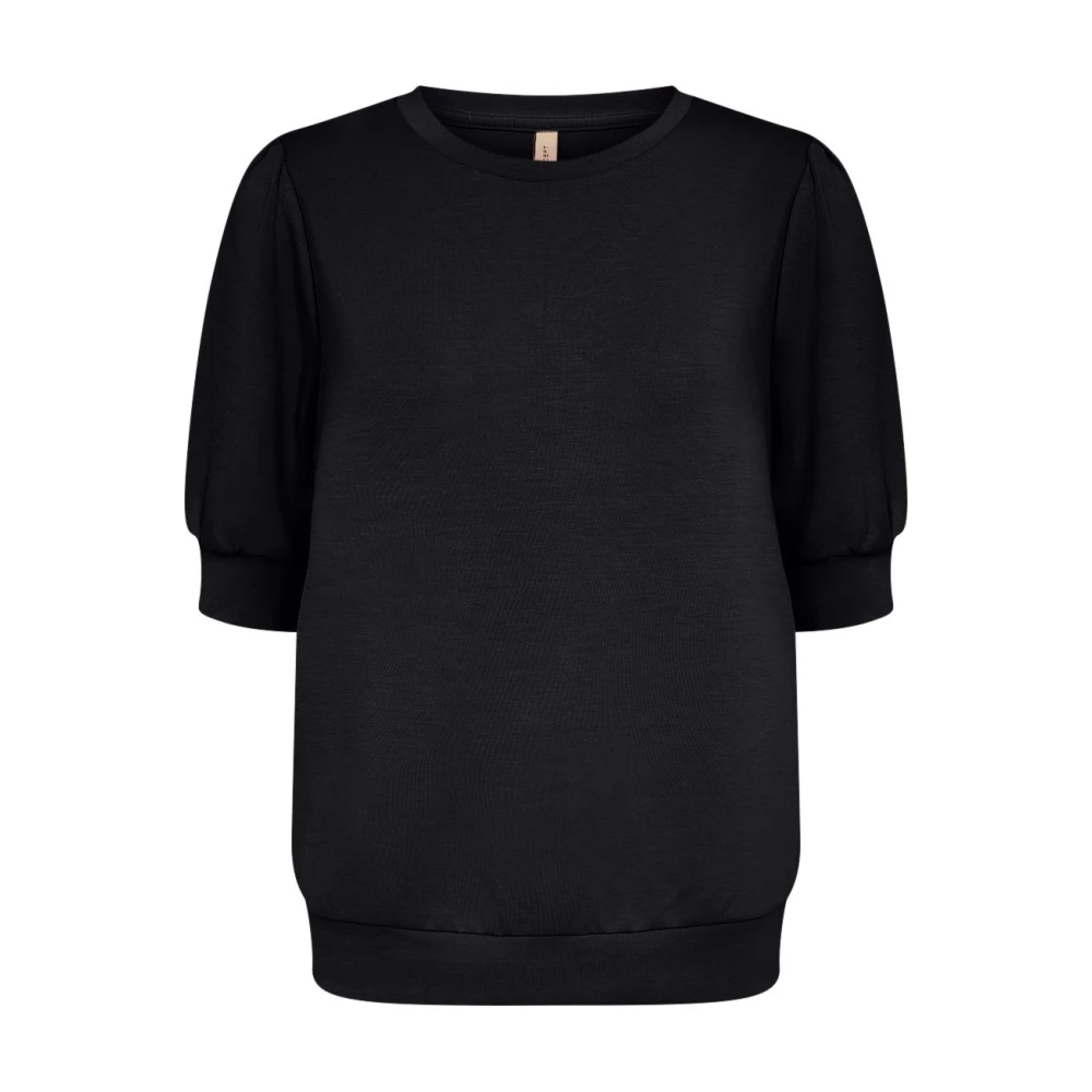 Soyaconcept Zwarte Comfortabele Trui met Korte Mouwen Black Dames