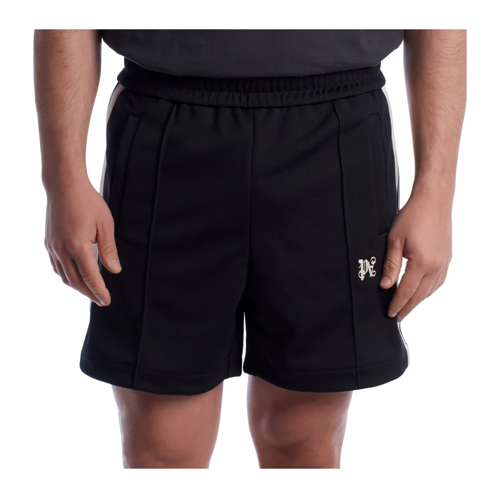 Palm Angels Men's Black Casual Shorts, M, Monogram Track Shorts