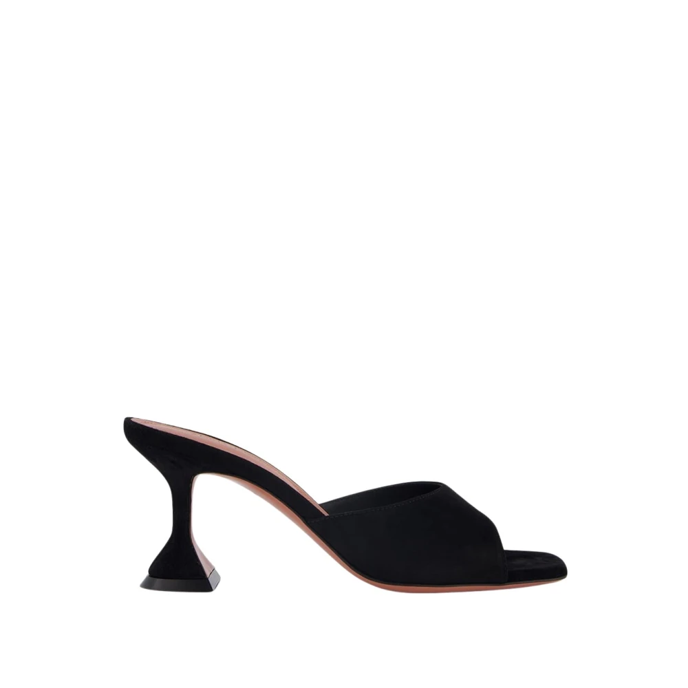 Amina Muaddi , Heeled Mules, Female, Black, 4 Uk, Black Leather Mules With 70Mm Heel