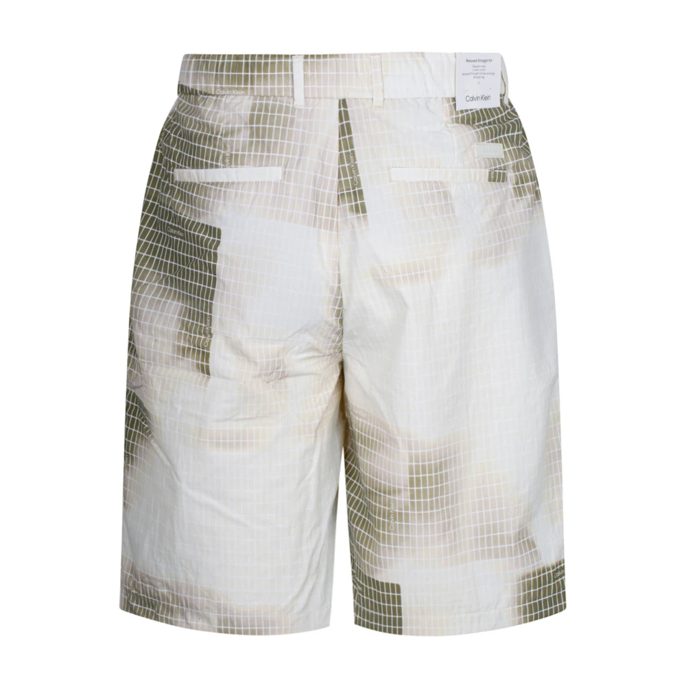 Calvin Klein Lichtgewicht Diffuus Grid Shorts in Wit Multicolor Heren