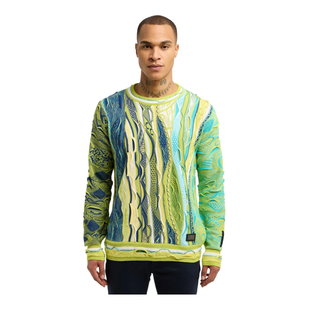 carlo colucci Kleurrijke Gebreide Trui Delueg Multicolor Heren