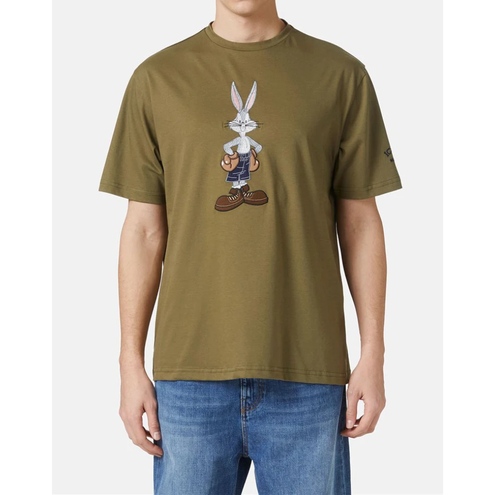 Iceberg De Re-Edit T-shirt met cartoon graphics Green Heren