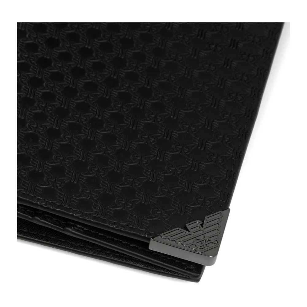 Emporio Armani Abstracte Effen Portemonnee met Diverse Functies Black Heren