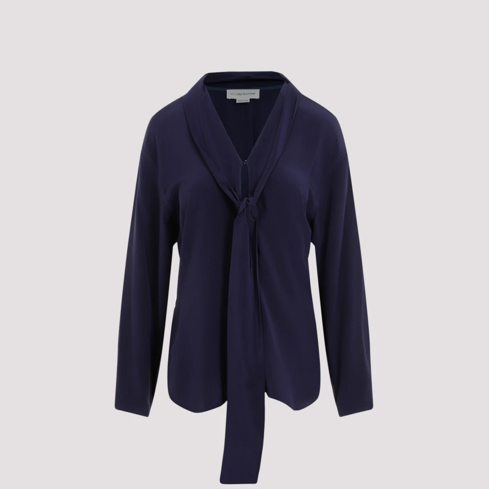 Victoria Beckham Elegante Blauwe Zijden Shirt Blue Dames