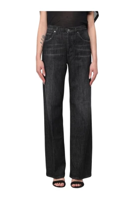 Svarta Wide Leg Jeans Avslappnad Passform