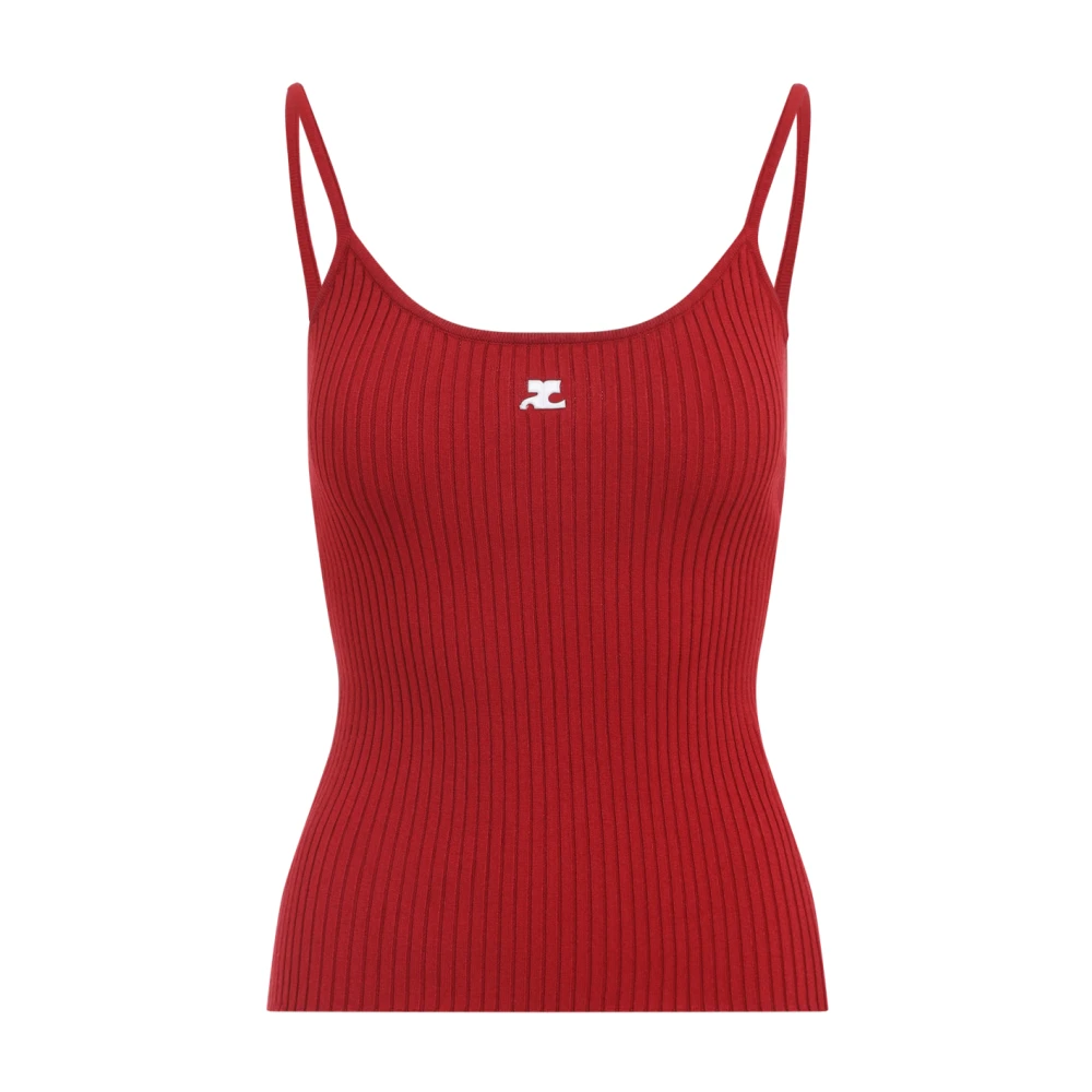Courrèges Women's Red Rib Knit Tank Top