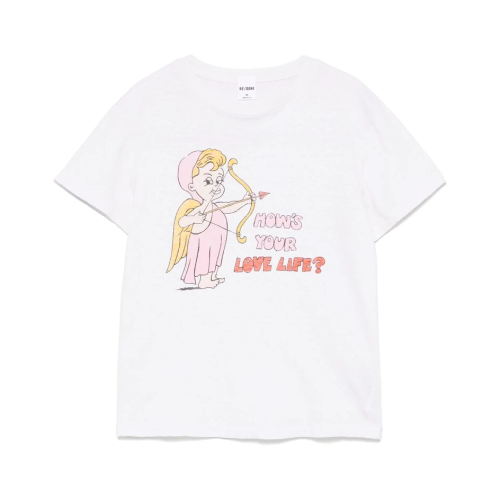 Re Done Illustratie-stijl Print Wit T-shirt White Dames