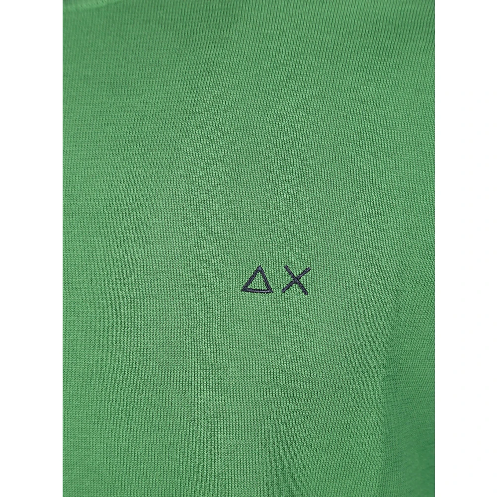 Sun68 Basis ronde hals trui Green Heren