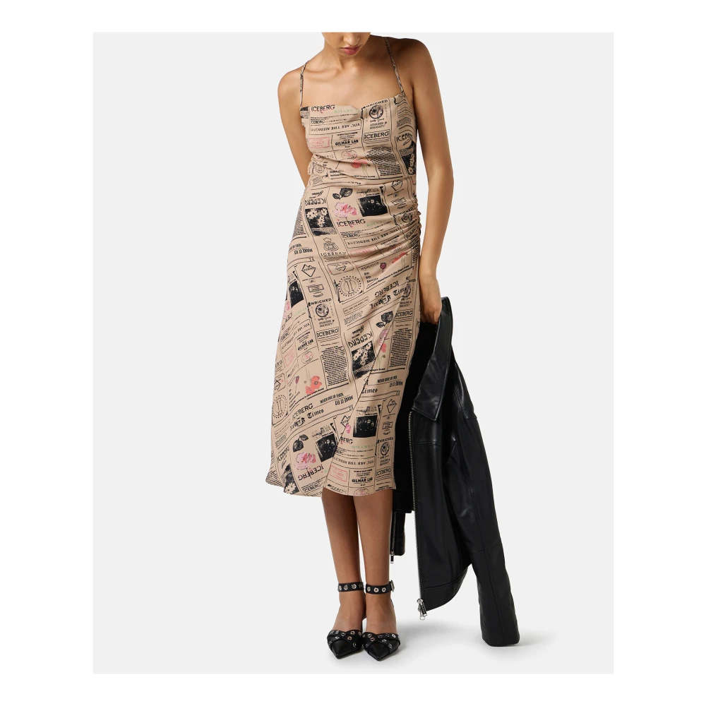 Iceberg Midi-jurk met bandjes van dubbele georgette viscose gecertificeerd RCS Multicolor Dames