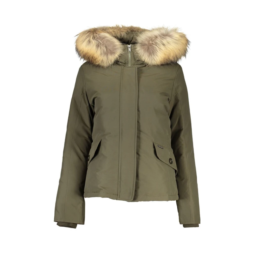 Woolrich Gewatteerde jas met afneembare bontkraag Green Dames