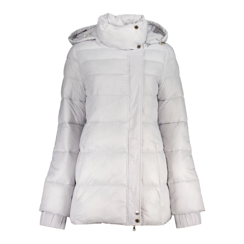 Patrizia Pepe Women's White Winter Jackets,, Hooded Jacket With Removable Hood Extra Small