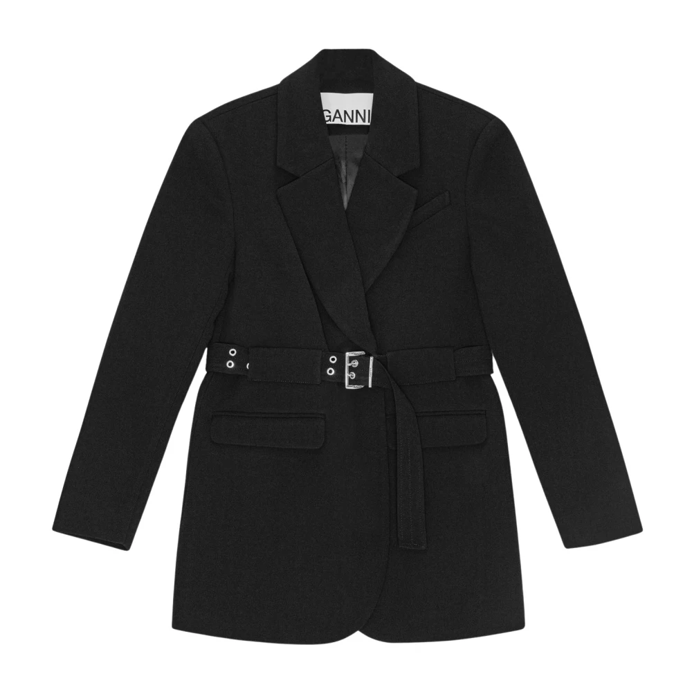 Ganni Women's Black Blazers, M, Crepe Blazer