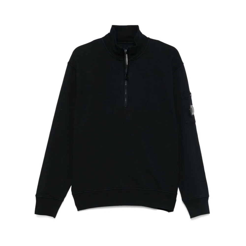 C.P. Company Navy Blauwe Zip Sweatshirt Hoge Hals Blue Heren