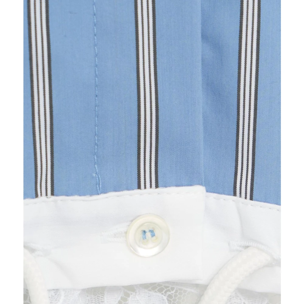 Semicouture Gestreepte Kant Blouse Blauw Blue Dames