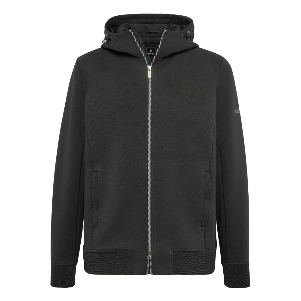 Boggi Milano Full Zip Double Hoodie in Scuba Black Heren