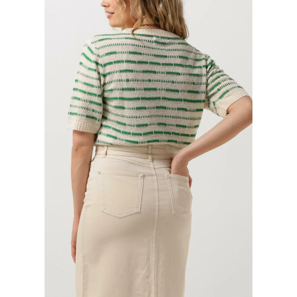 Nukus Groene Gestreepte Pullover Trendy Casual Trui Green Dames