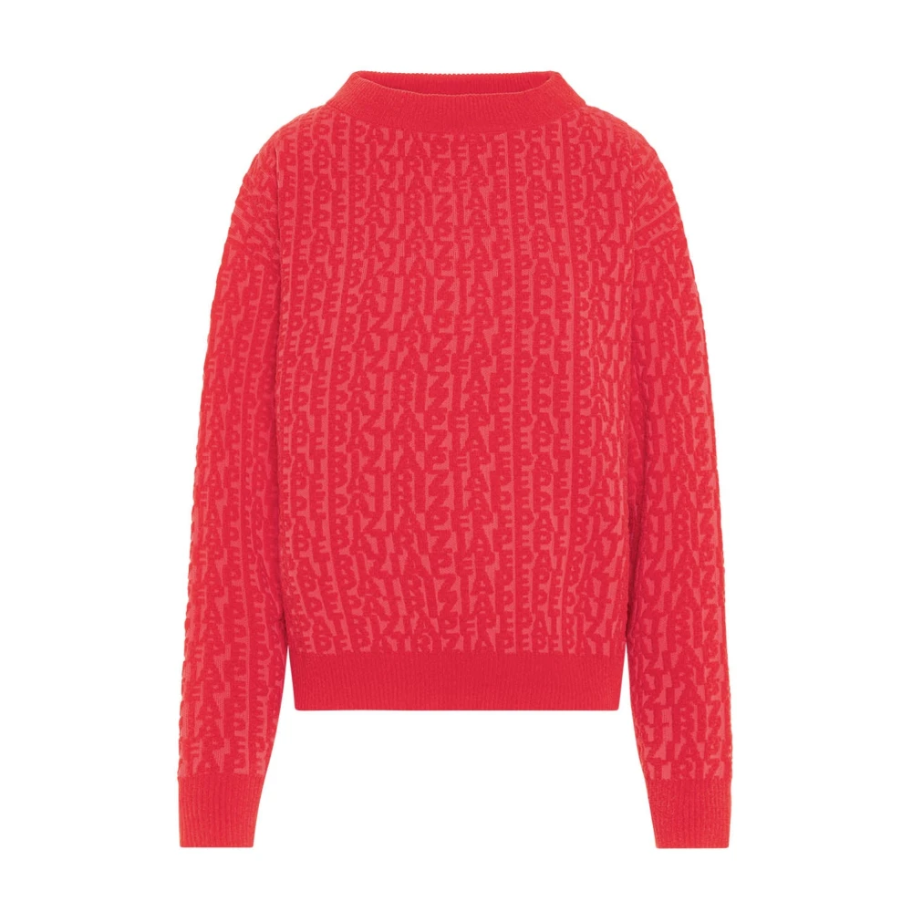 PATRIZIA PEPE Stijlvol Comfortabel Logo Print Trui Red Dames