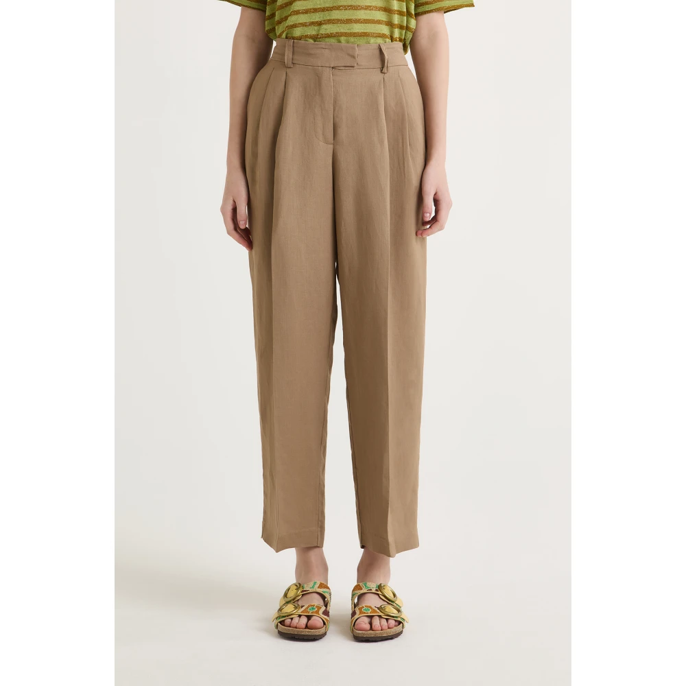 Maliparmi Magnolia Linnen Broek Brown Dames