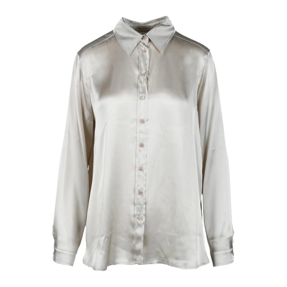 Marella Monochrome Zijdeblend Overhemd Beige Dames