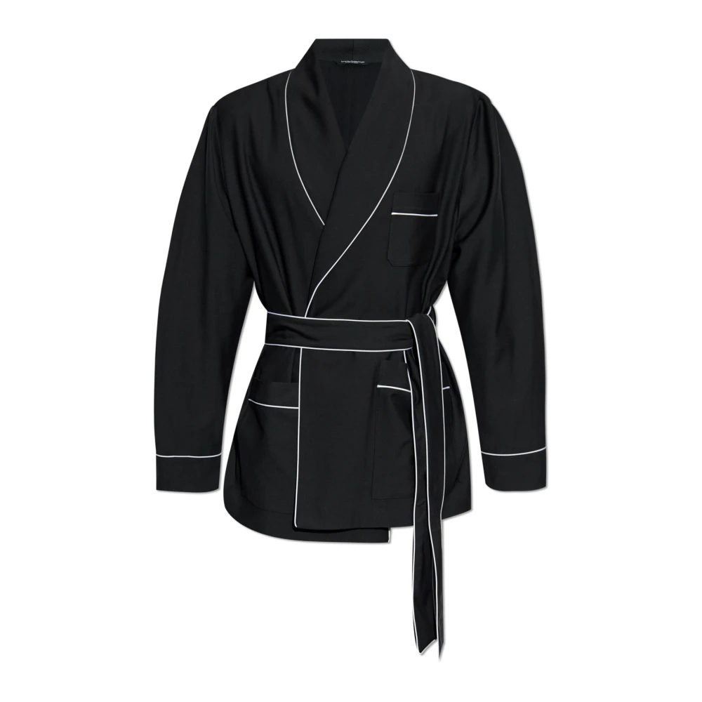 Dolce & Gabbana Hombre Negro - Bata De Baño De Lana - Nightwear & Lounge - S