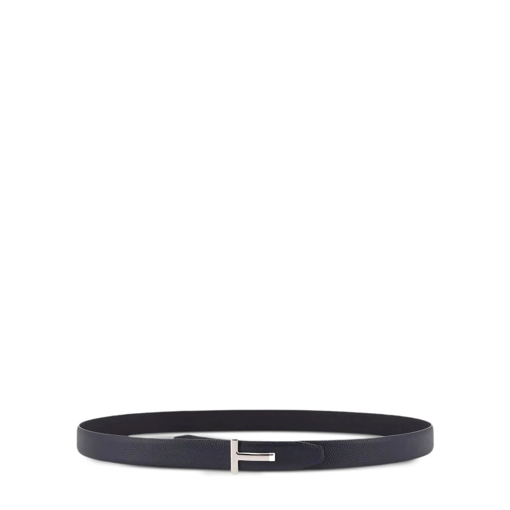 Tom Ford Blue Belts, Male, 90 Cm, Soft Grain Leather Reversible T Belt 30 Mm