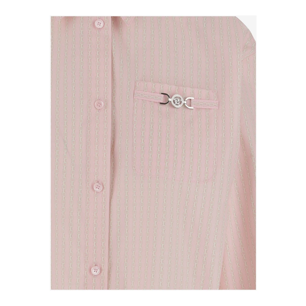 Versace Pinstripe Chain Crop Shirt Roze Pink Dames