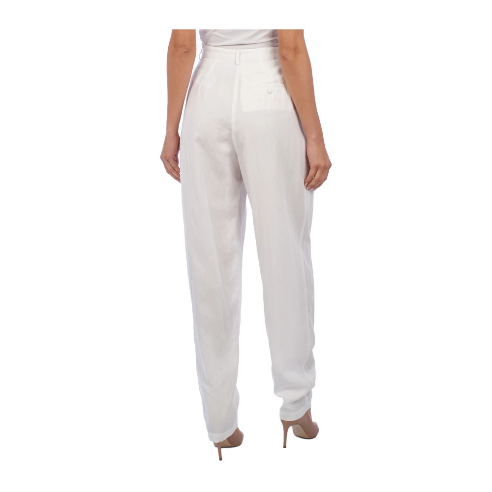 Emporio Armani Elegante Wijde Palazzo Broek White Dames