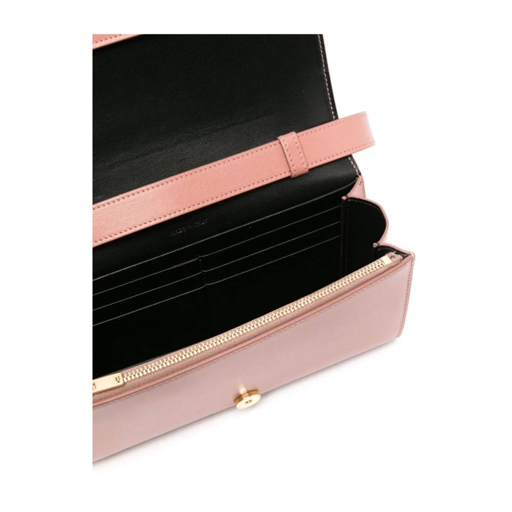 Jil Sander Bruin Leren Crossbody Tas met Gesp Pink Dames