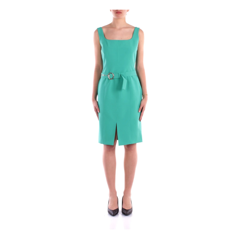 Liu Jo Vrouw Groente Kleedjes Dames, Groen, 2XL, Polyester, Elegante Jurk Met Zijrits