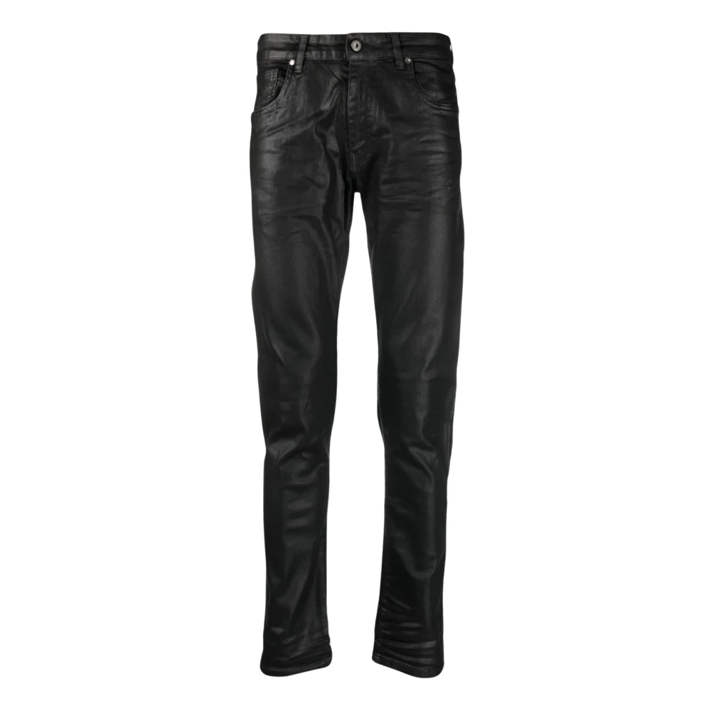 Salvatore Santoro Zwarte Denim Jeans met Glanzende Afwerking Black Heren
