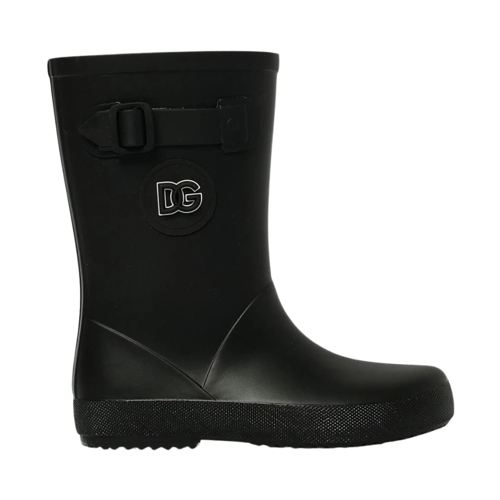 Dolce & Gabbana Unisex Kids Black Kids Wellies, 26 Eu, Rain Boots