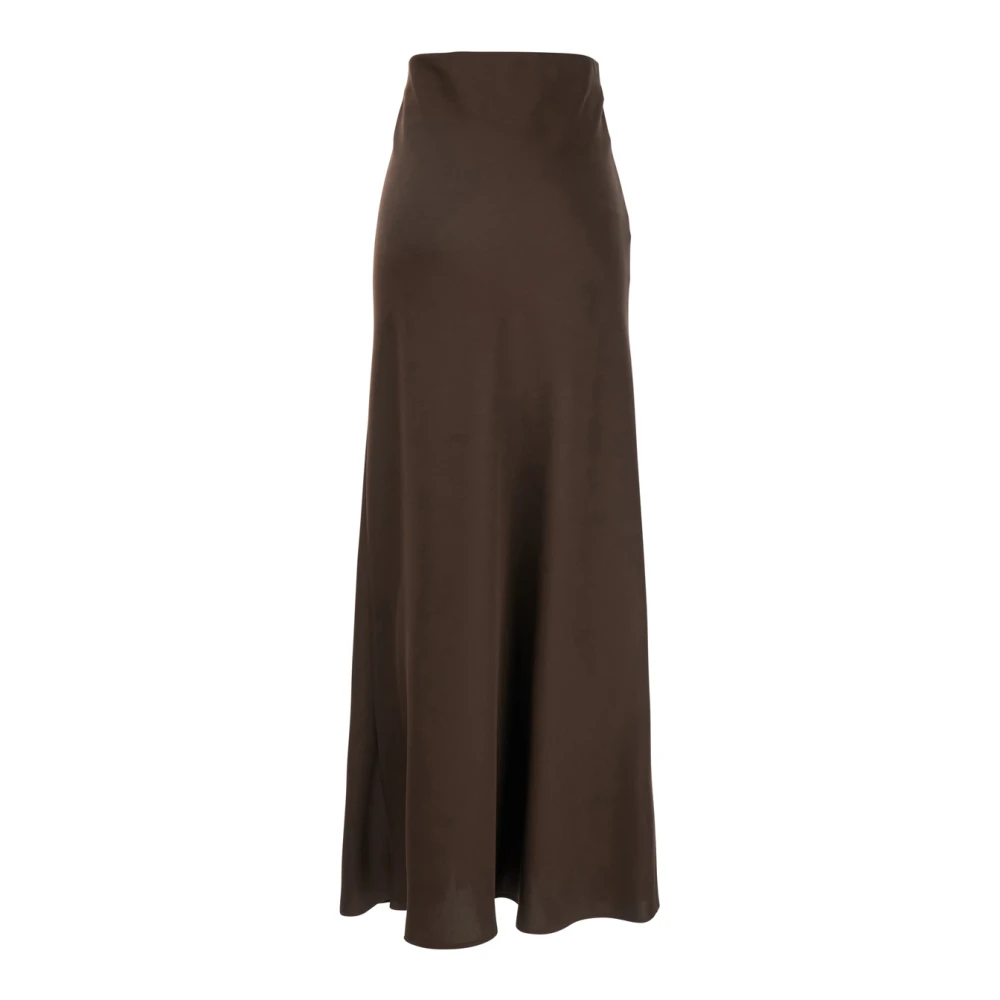 Plain Units Bruine Lange Rok met Volant Detail Brown Dames