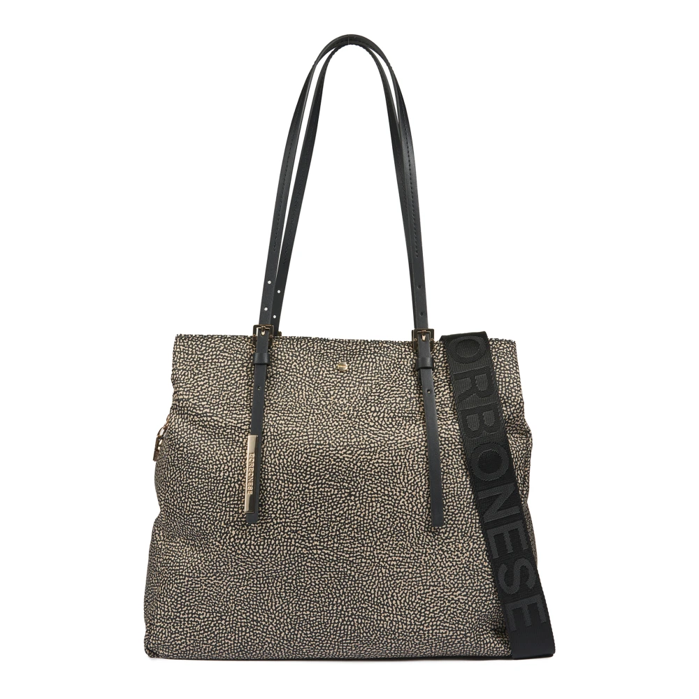 Borbonese Beige Rits Sluiting Leren Tas Beige Dames