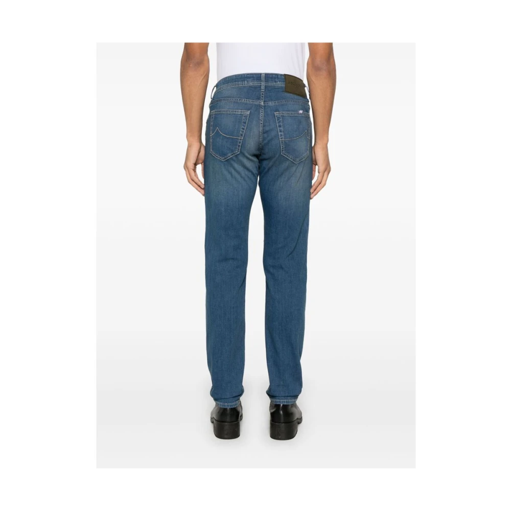 Jacob Cohën Indigo Blauwe Klassieke Vijf Zak Jeans Blue Heren