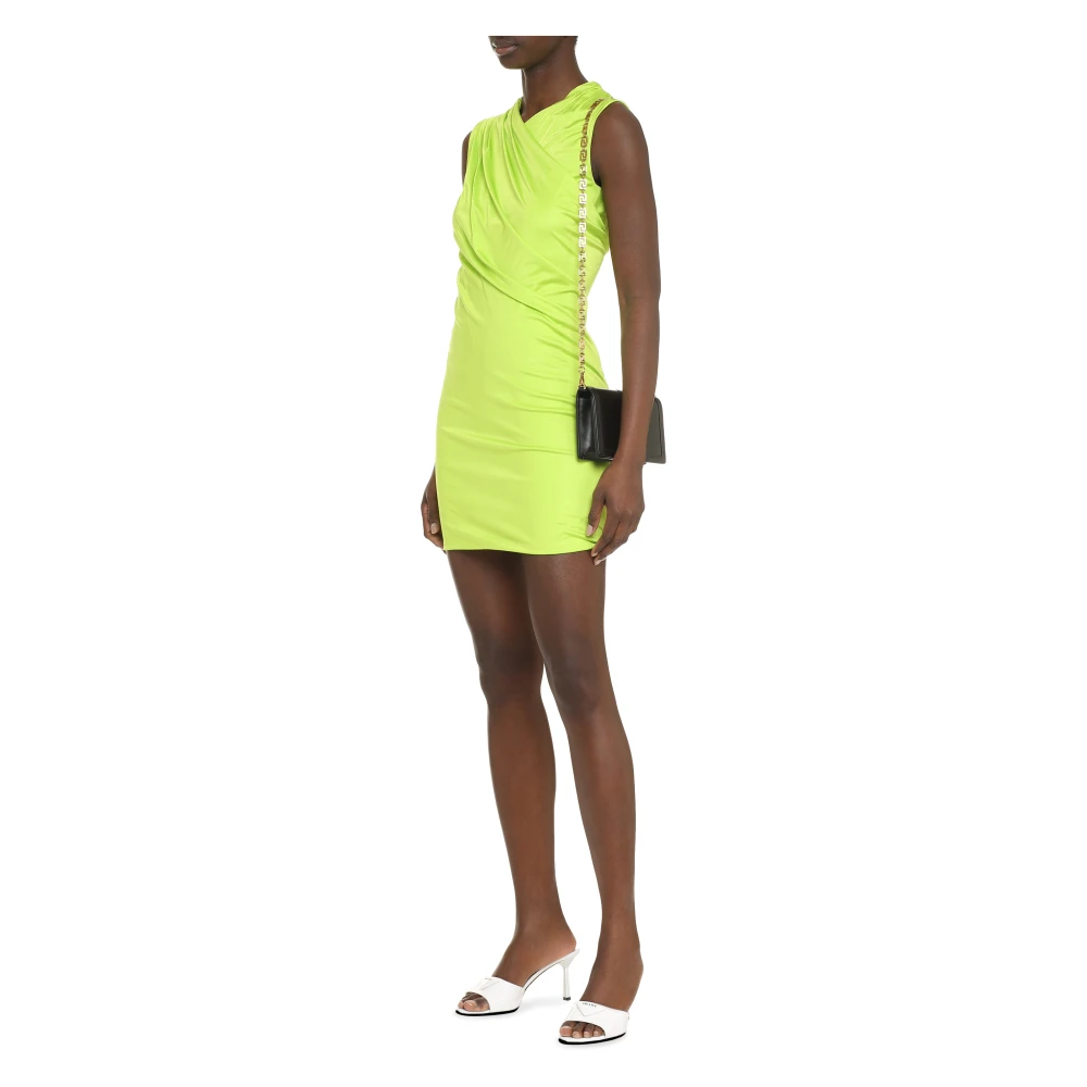 Versace Gedrapeerde Viscose Jurk Green Dames