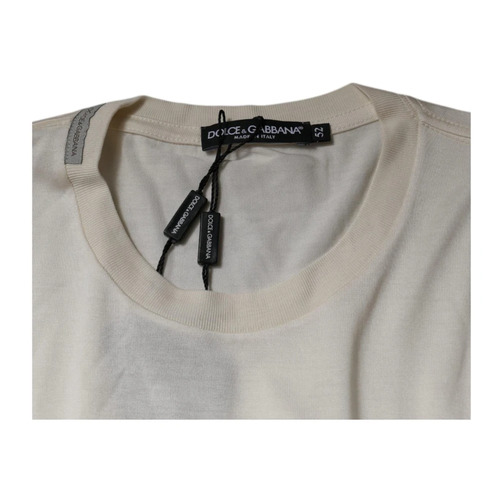 Dolce & Gabbana Zijden Crew Neck T-shirt White Heren