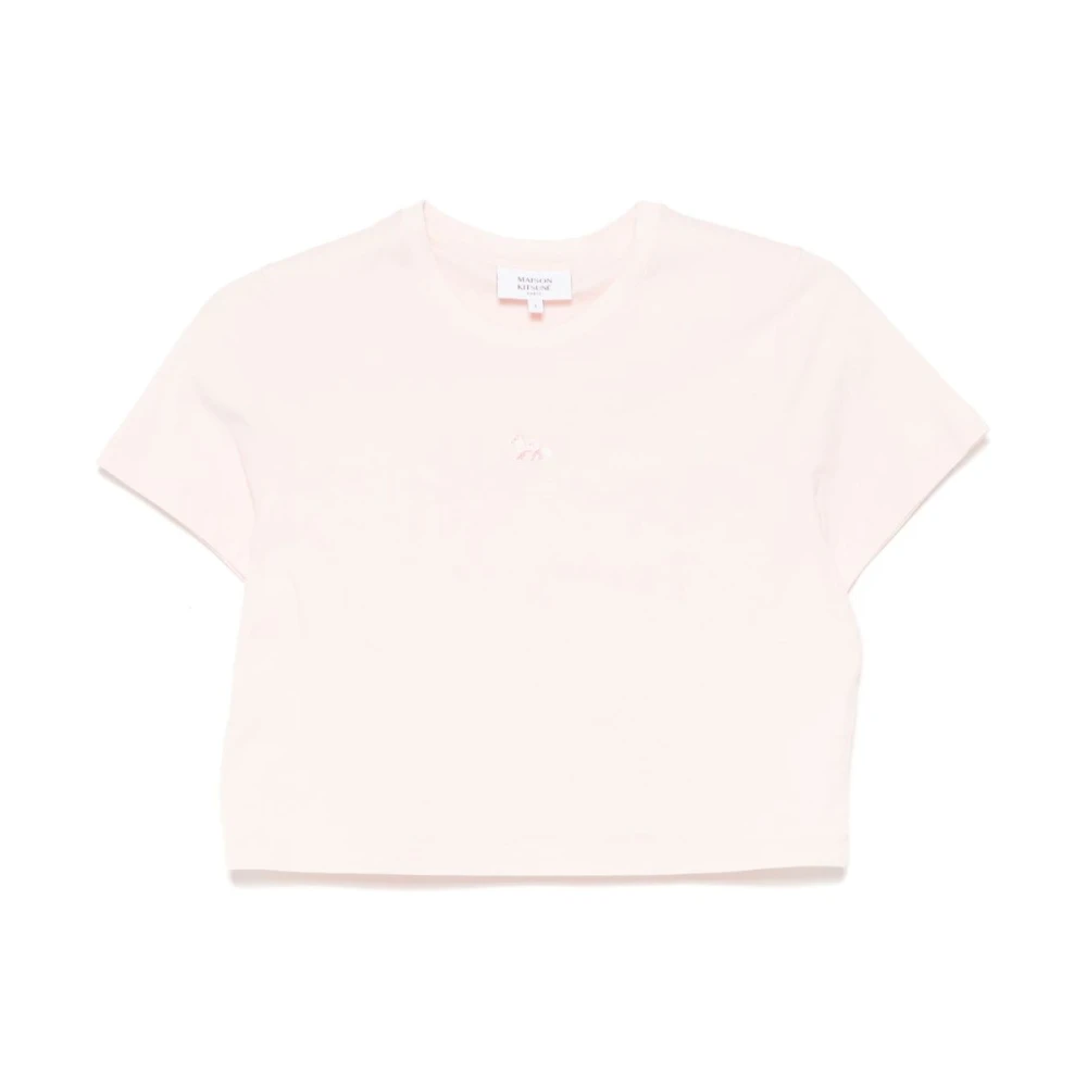 Maison Kitsuné Blush Pink Crew Neck Cropped T-shirt Pink Dames