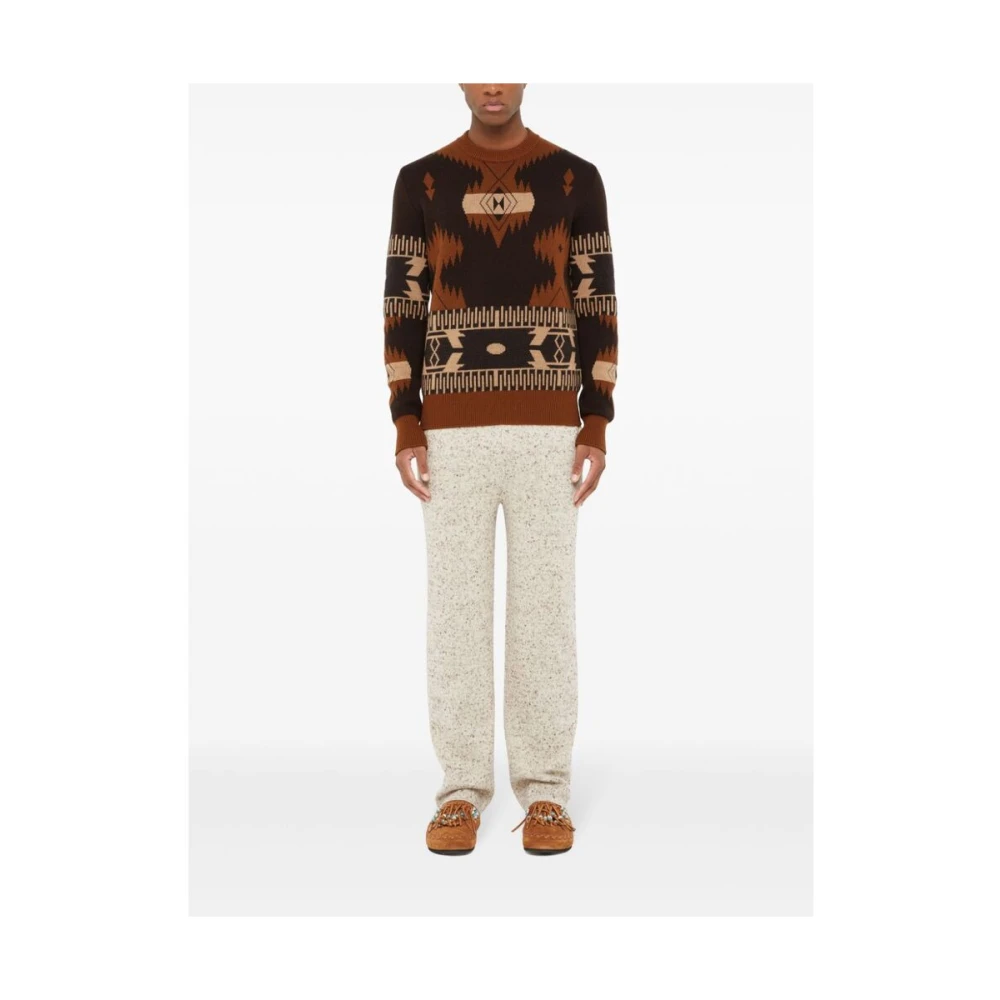 Alanui Tribal Design Jacquard Gebreide Trui Brown Heren