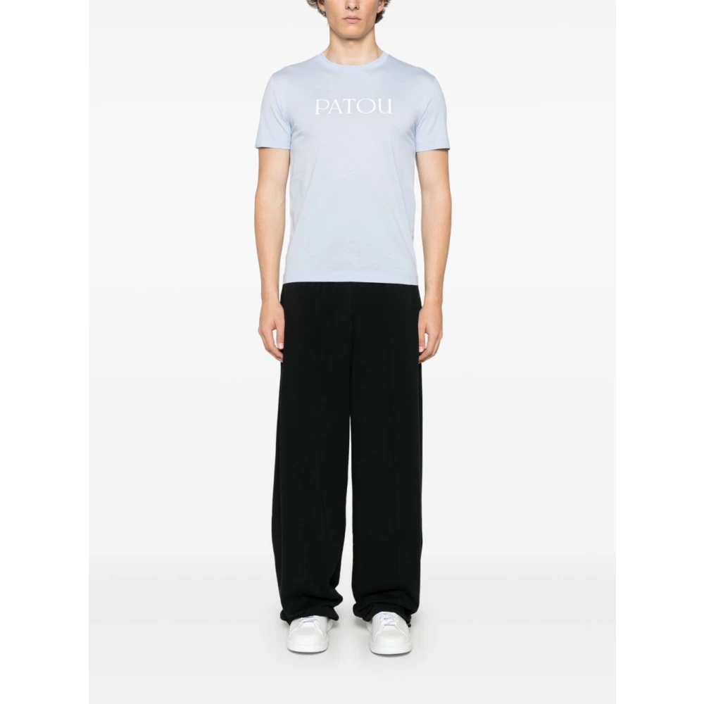 Patou Blauw Logo Print Crew Neck T-shirt Blue Dames