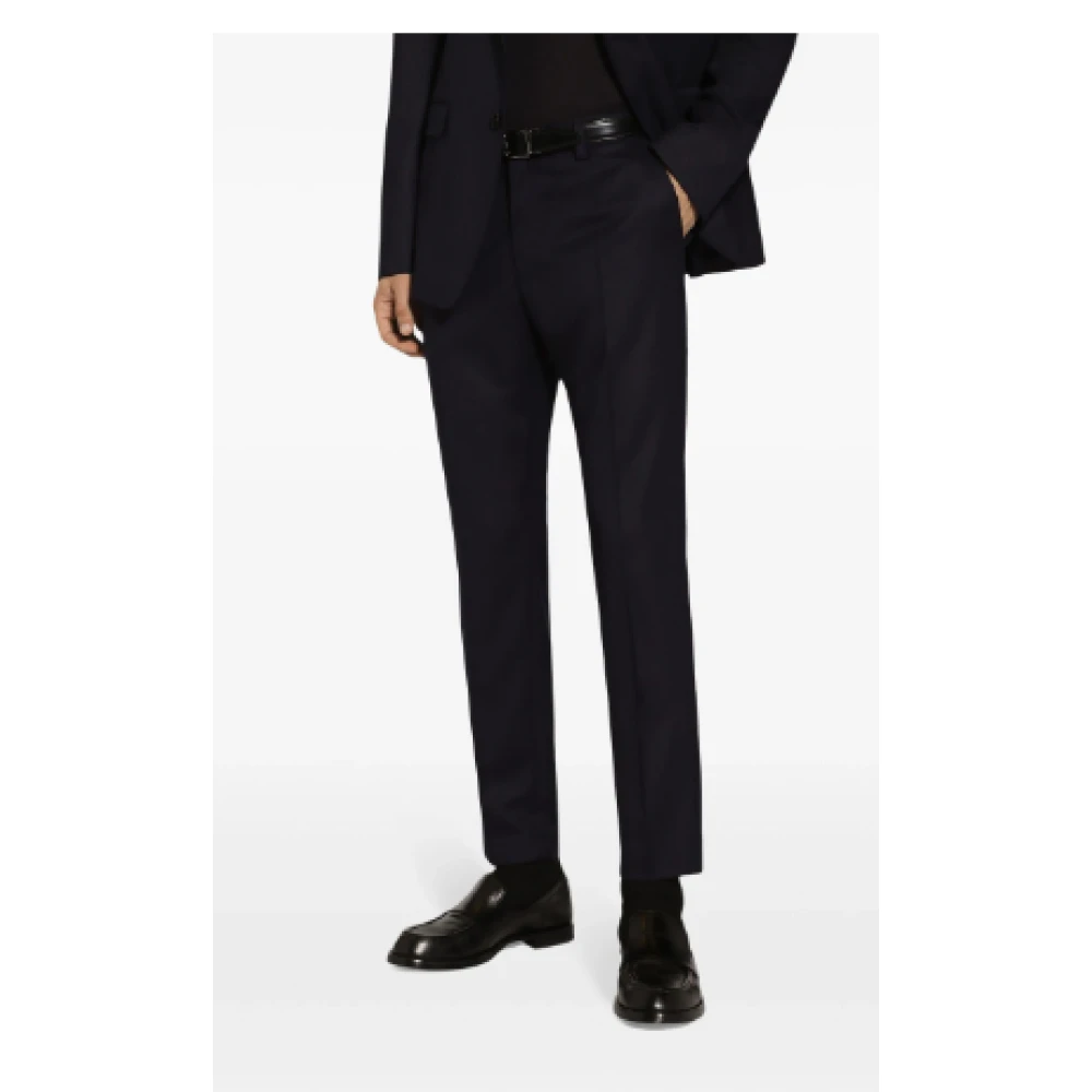 Dolce & Gabbana Navy Blue Wollen Broek Blue Heren