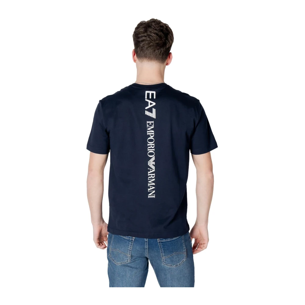 Emporio Armani EA7 Blauw Print Korte Mouw T-Shirt Blue Heren