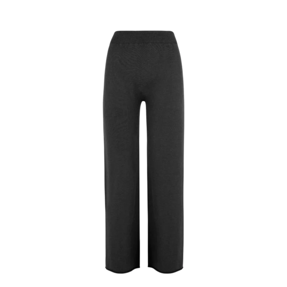 Armani Exchange Women's Black Wide Trousers, L, Wool-Blend Wide Trousers