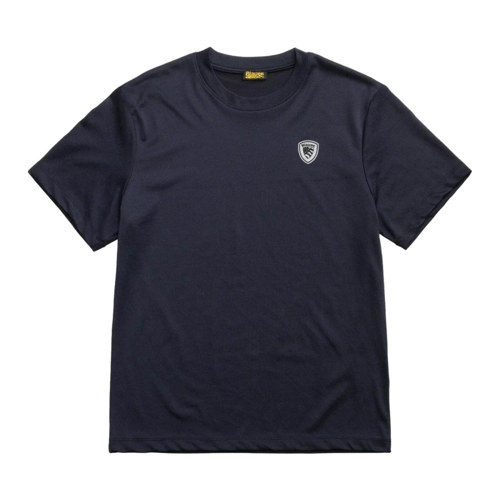 Blauer Blå Stretchig Polyester Elastan T-Shirt